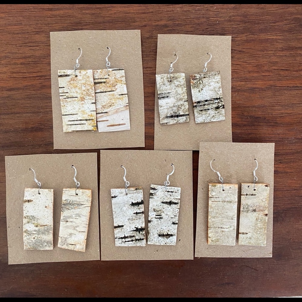 Handmade real birch bark earrings